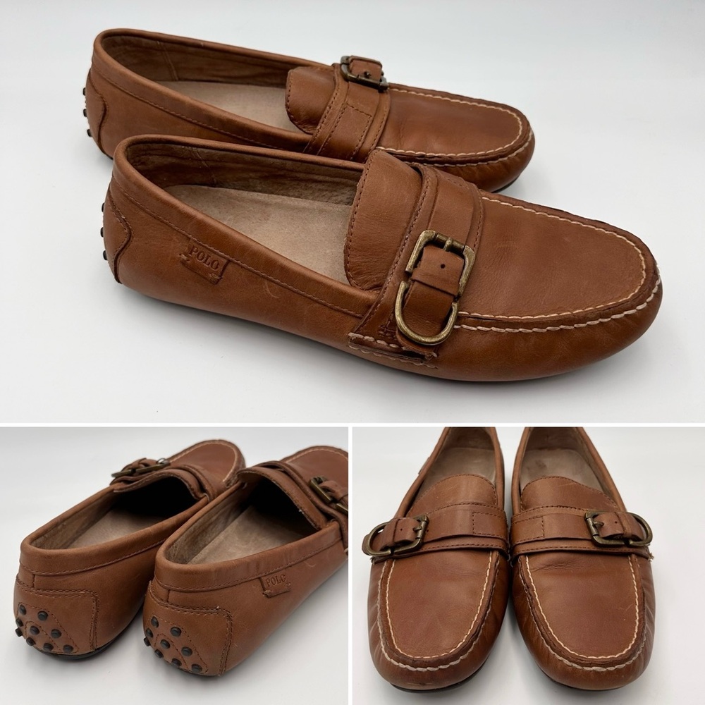 POLO RALPH LAUREN MENS DRIVER SHOES SIZE 9 WHITELEY SLIP ON LEATHER LOAFERS